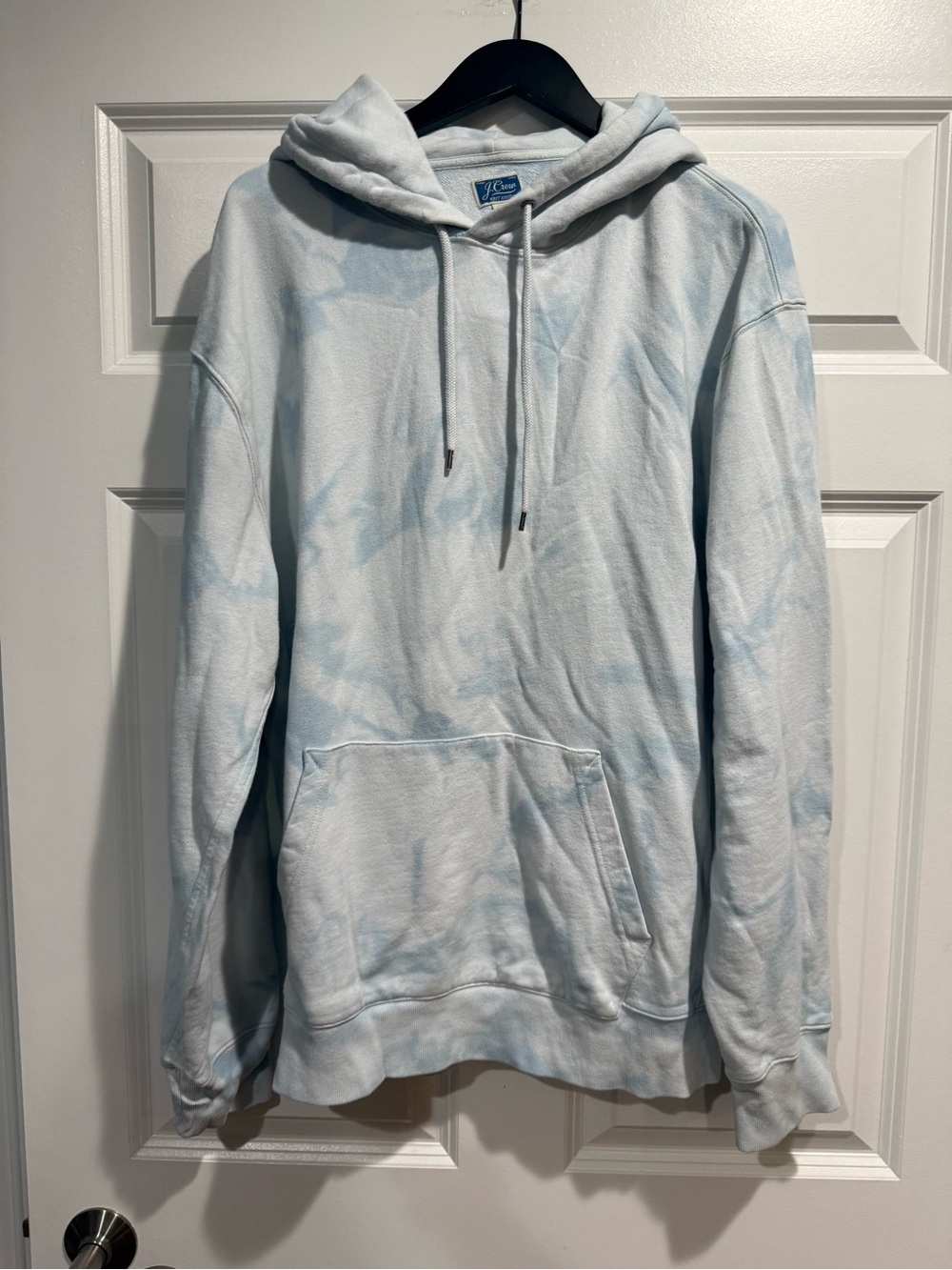 J.Crew Men’s Garment Dyed French Terry Pullover Hoodie in Tie-dye Blue Size XL